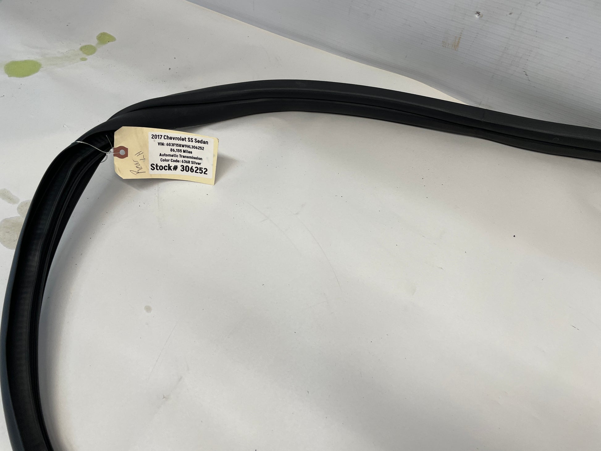 2017 Chevy SS Sedan LH Driver Rear Door Rubber Weather Strip OEM - Day's Parts Yard