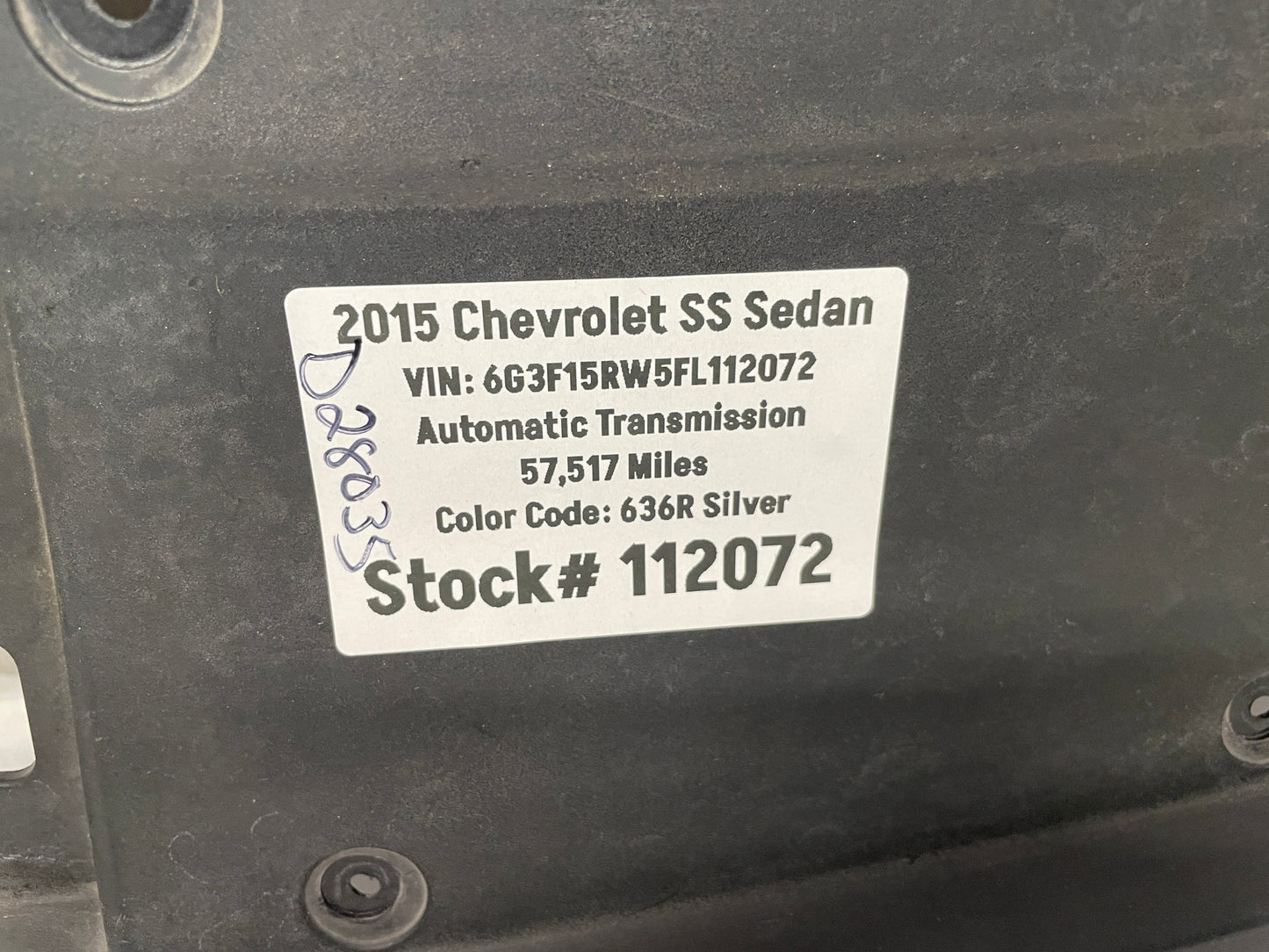 2015 Chevy SS Sedan Radiator Grille Cover Sight Shield OEM - Day's Parts Yard