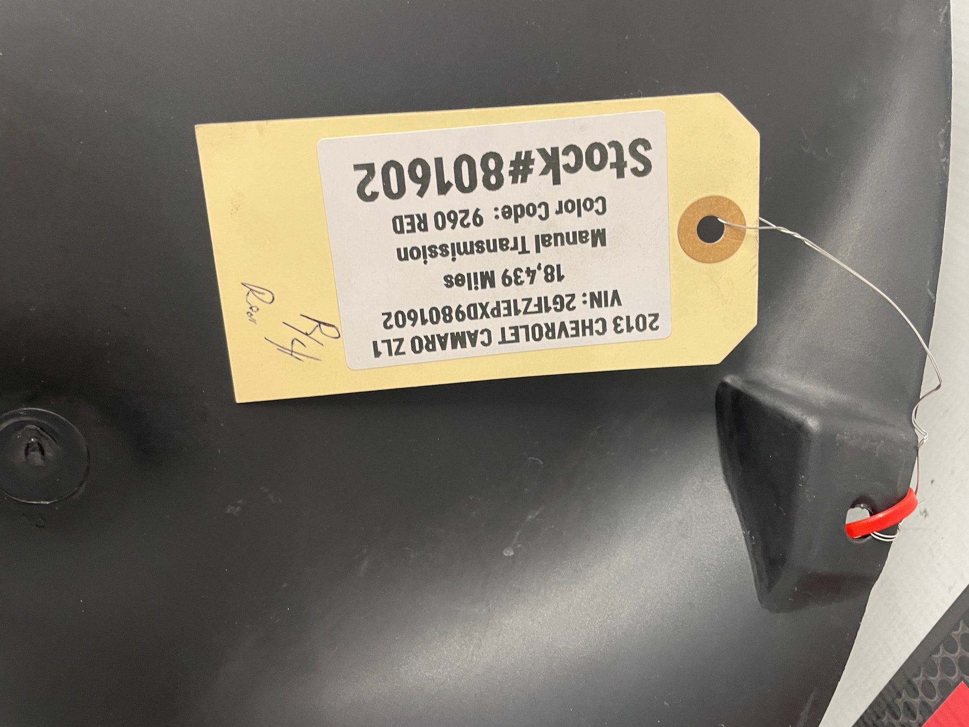 2013 Chevy Camaro ZL1 RH Passenger Rear Fender Wheel Well Liner OEM - Day's Parts Yard