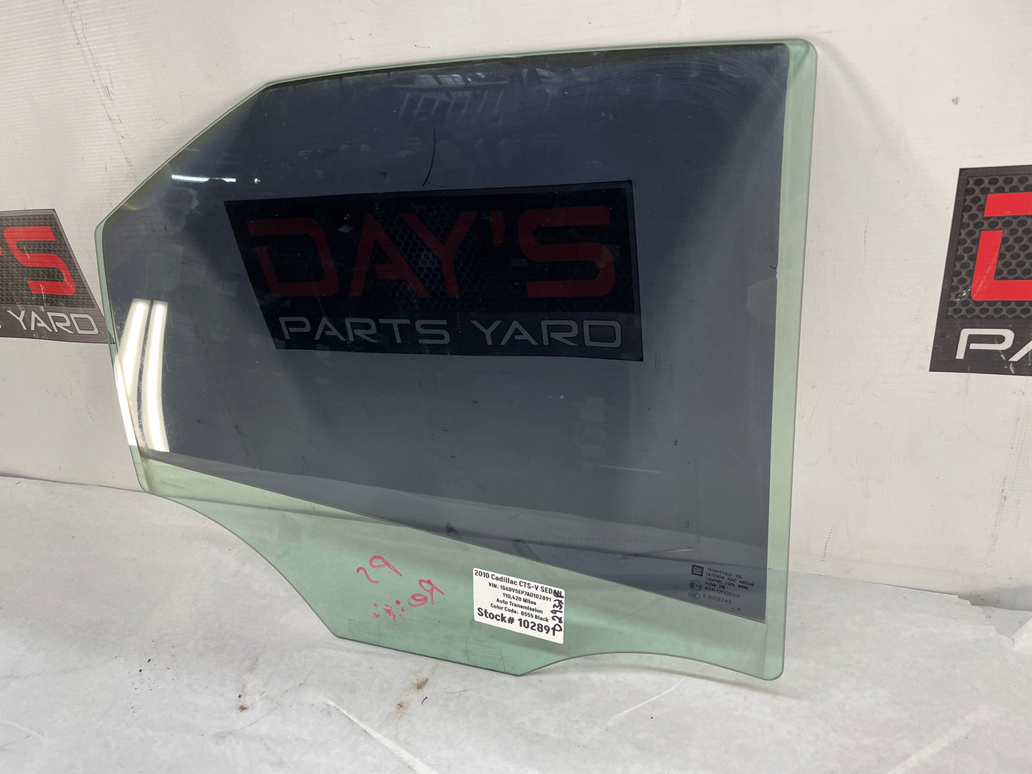 2010 Cadillac CTS-V Sedan RH Passenger Rear Door Window Glass OEM