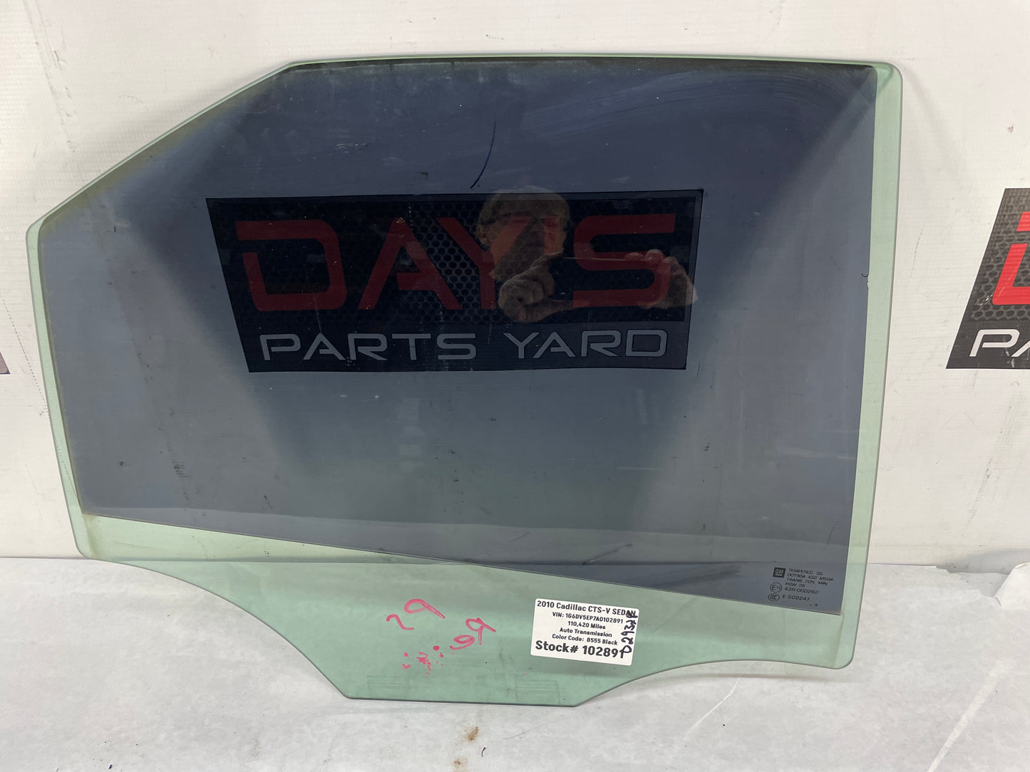 2010 Cadillac CTS-V Sedan RH Passenger Rear Door Window Glass OEM