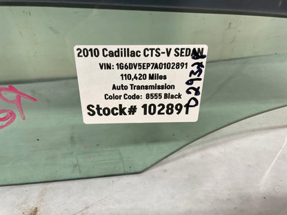 2010 Cadillac CTS-V Sedan RH Passenger Rear Door Window Glass OEM