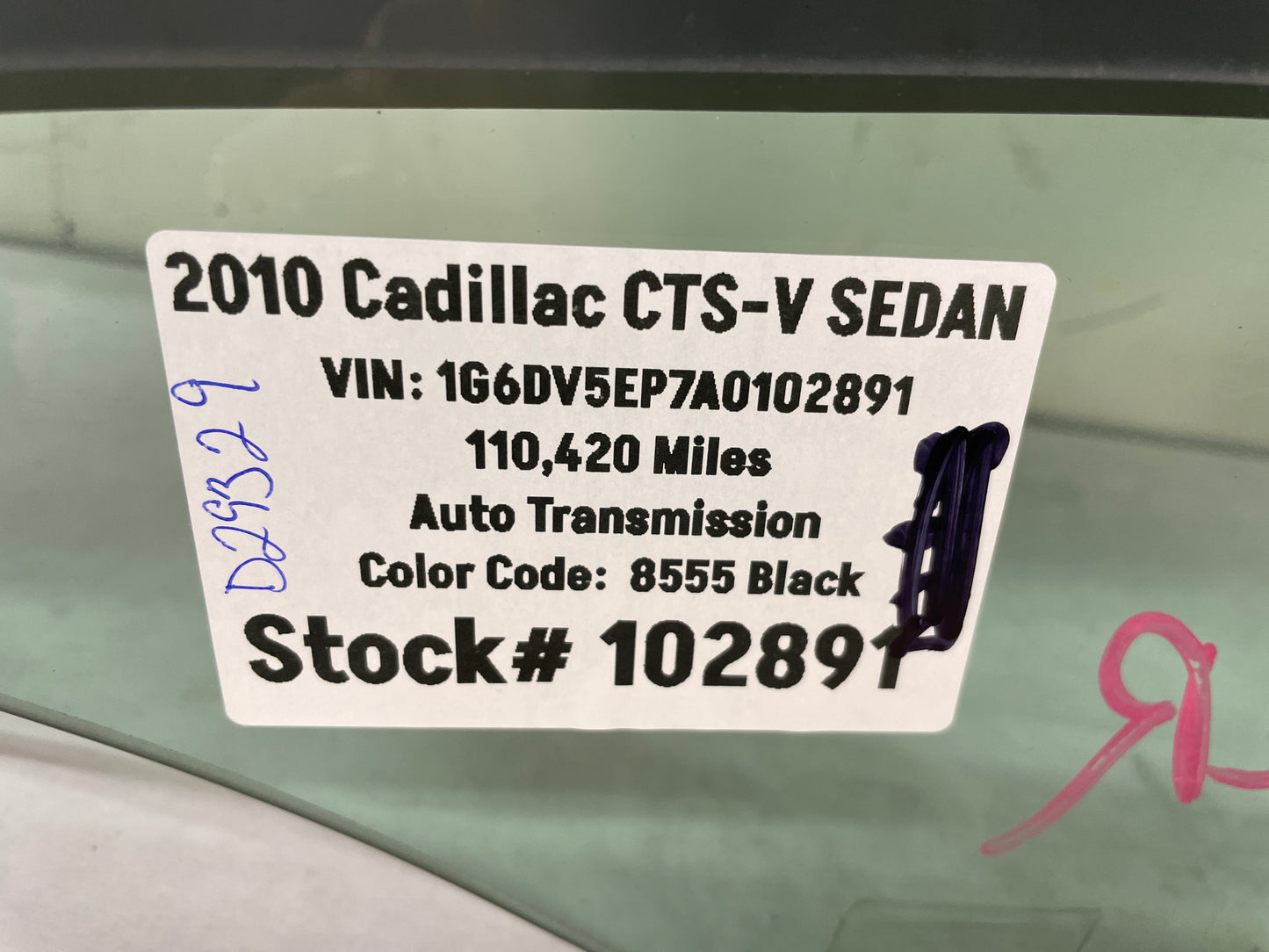 2010 Cadillac CTS-V Sedan LH Driver Rear Door Window Glass OEM