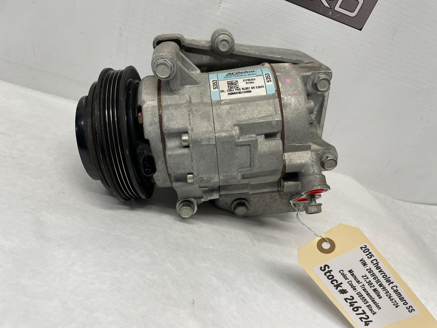 2015 Chevy Camaro SS AC A/C Air Conditioner Compressor & Bracket OEM