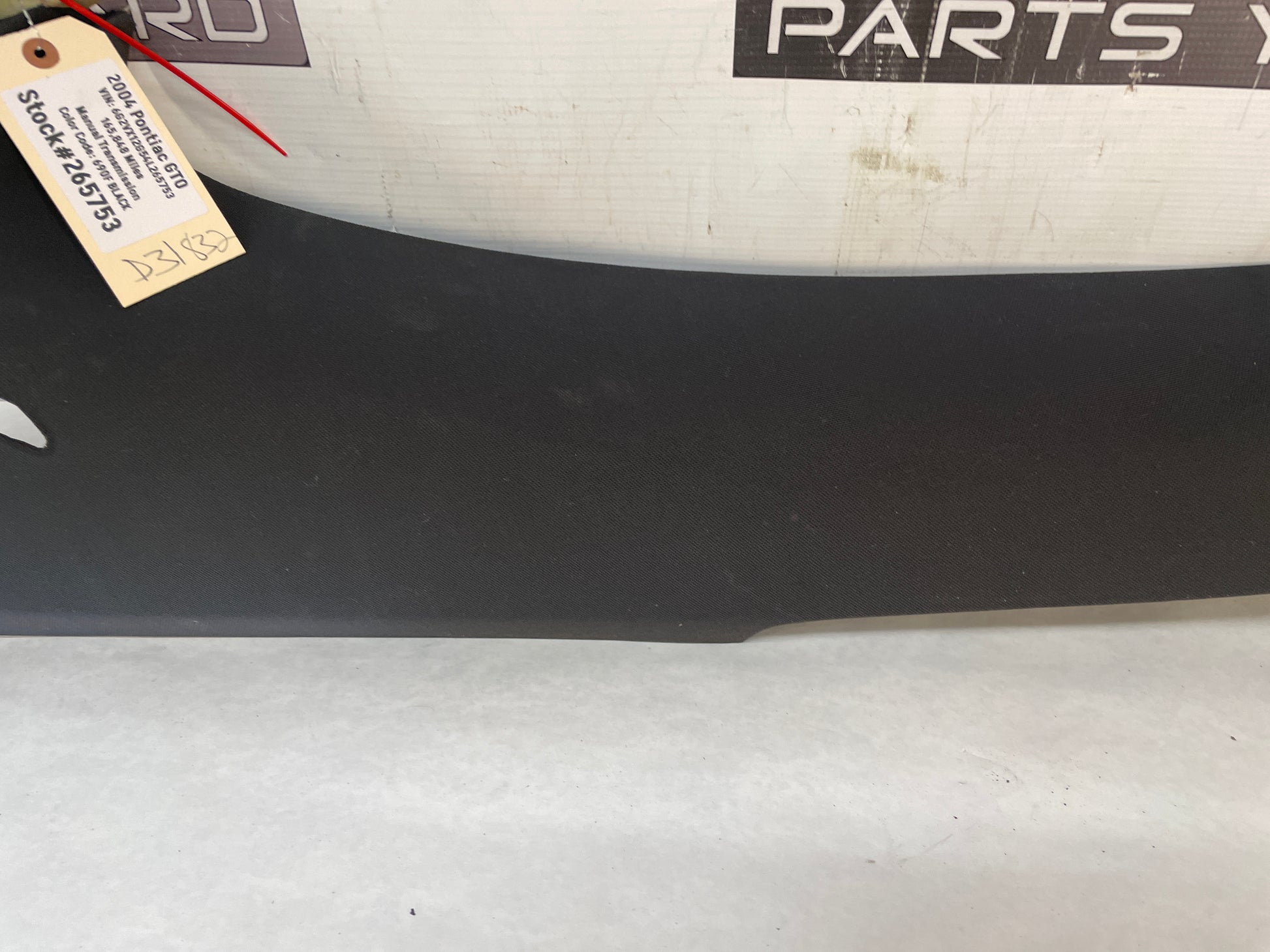 2004 Pontiac GTO RH Passenger Rear Interior Quarter C Pillar Seat Belt Cover Trim Panel OEM - Day's Parts Yard