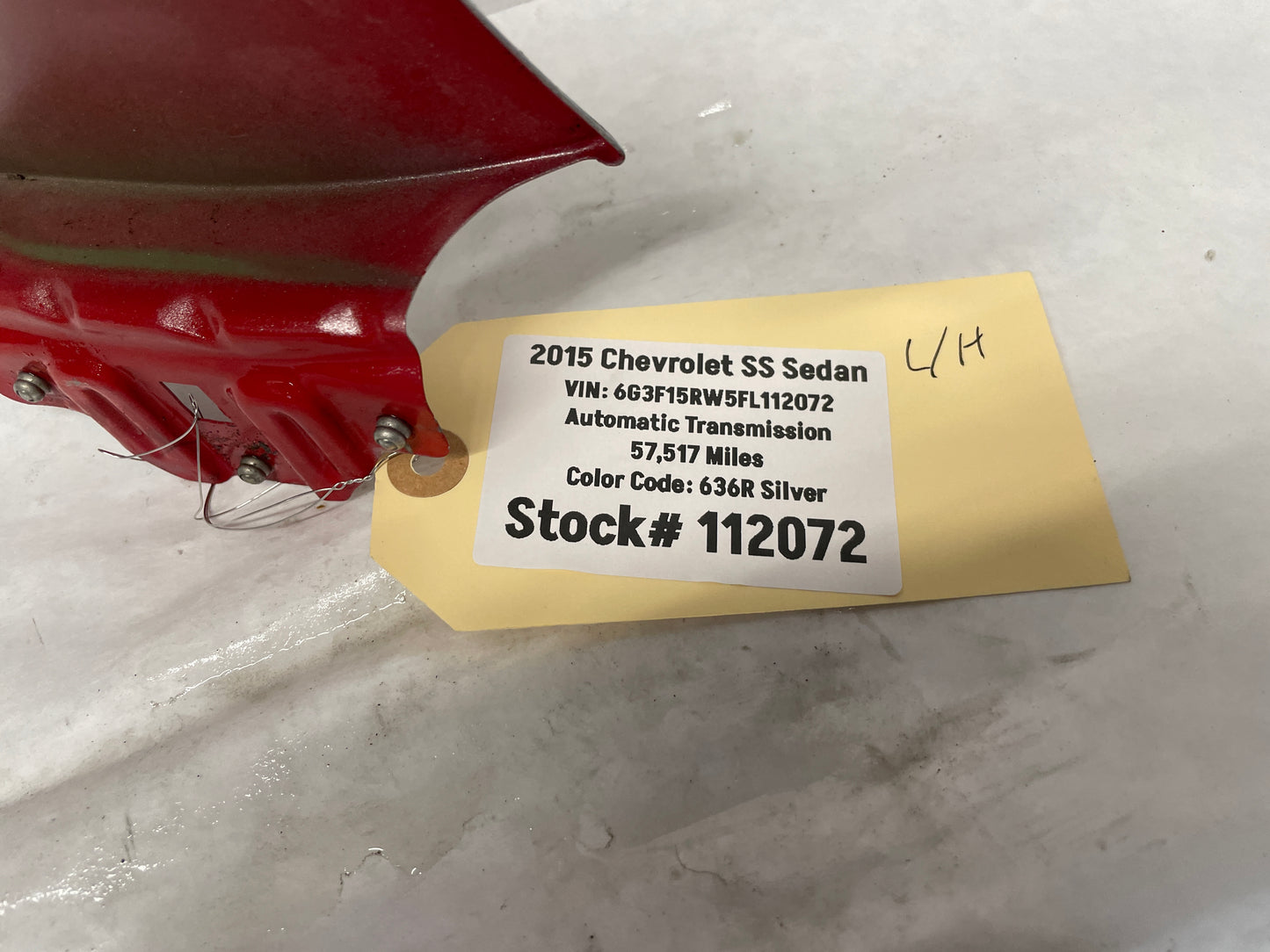 2015 Chevy SS Sedan LH Driver Front Fender OEM