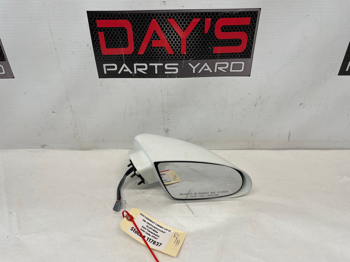 1999 Chevy Camaro Z28 SS RH Passenger Exterior Mirror White OEM - Day's Parts Yard