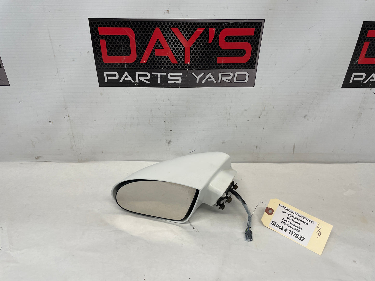 1999 Chevy Camaro Z28 SS LH Driver Exterior Mirror Assembly White OEM - Day's Parts Yard