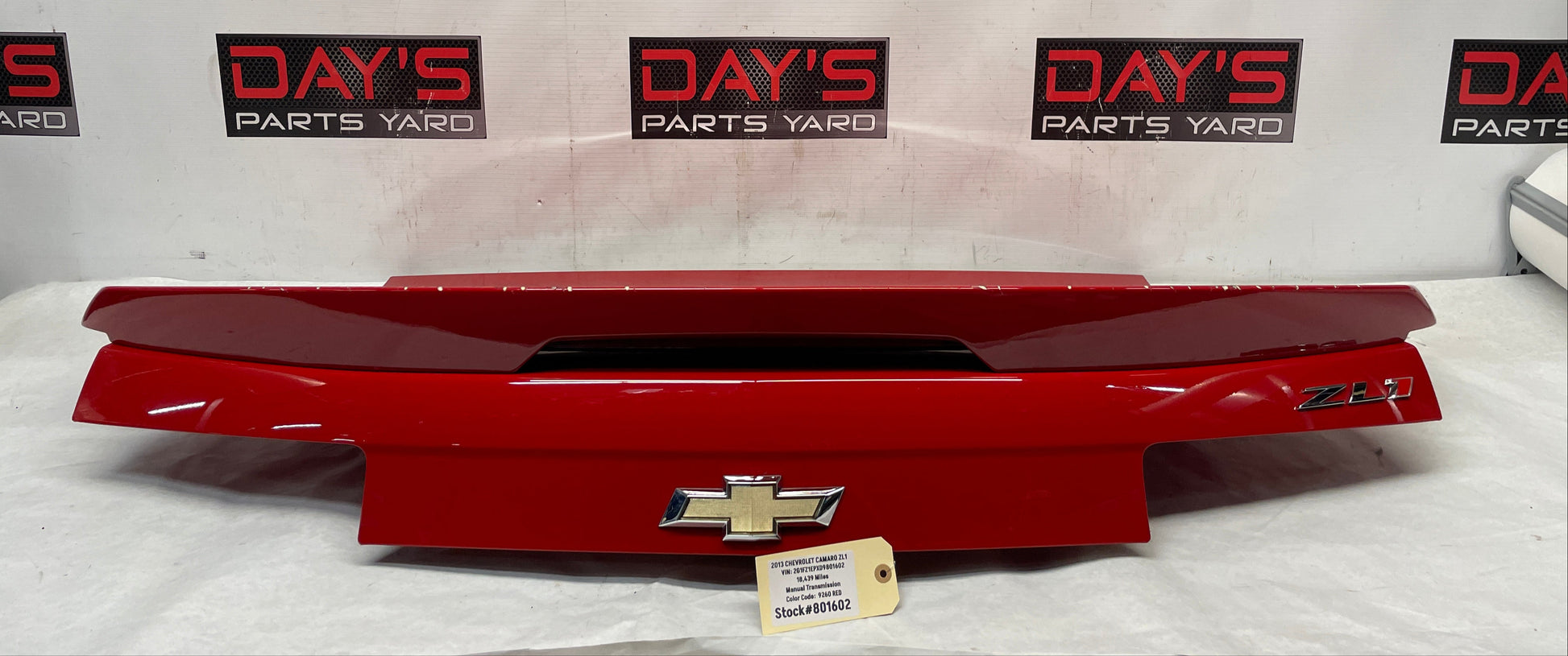 2013 Chevy Camaro ZL1 Rear Trunk Deck Lid w/ Spoiler OEM - Day's Parts Yard