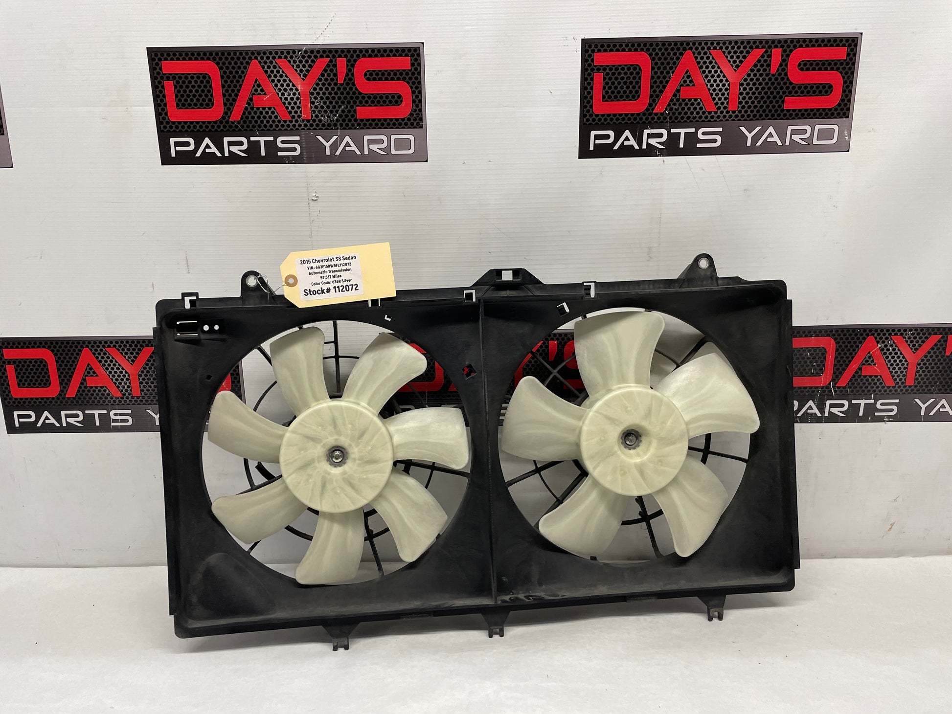 2015 Chevy SS Sedan Dual Electric Radiator Coolant Cooling Fan Assembly OEM - Day's Parts Yard
