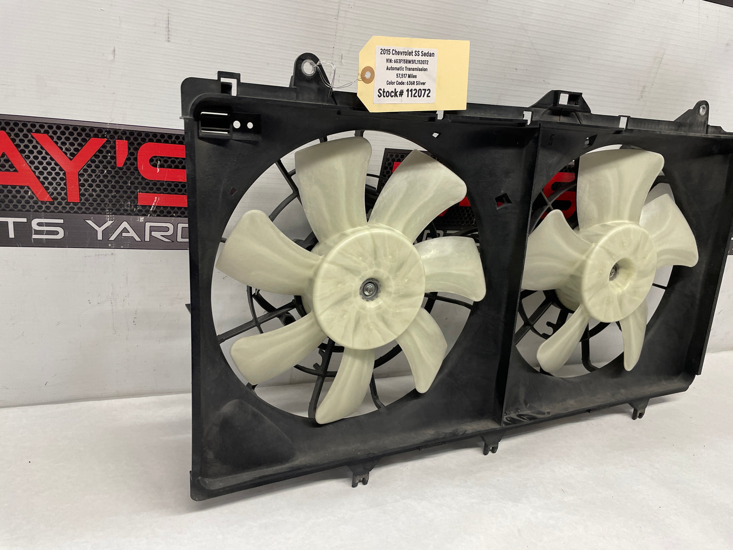 2015 Chevy SS Sedan Dual Electric Radiator Coolant Cooling Fan Assembly OEM - Day's Parts Yard