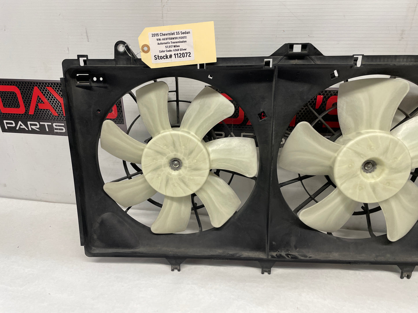 2015 Chevy SS Sedan Dual Electric Radiator Coolant Cooling Fan Assembly OEM - Day's Parts Yard