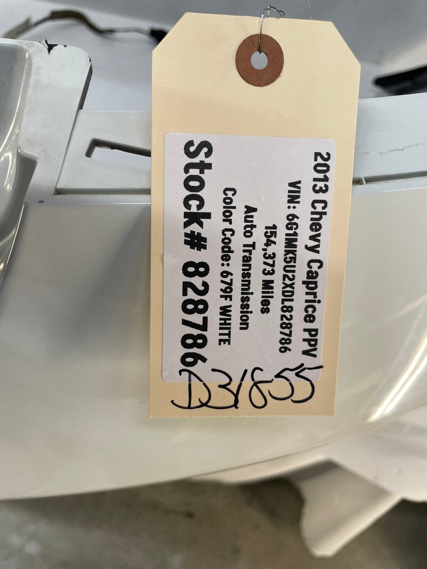 2013 Chevy Caprice PPV Rear Bumper Cover White OEM - Day's Parts Yard