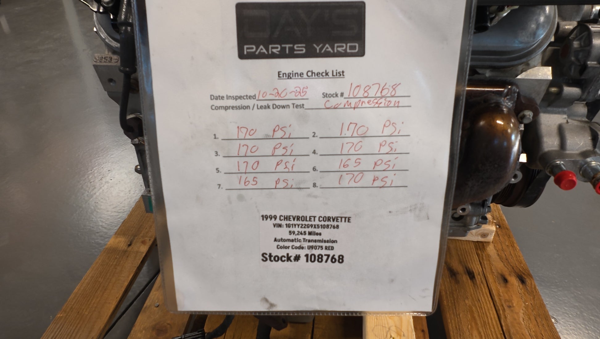 C5 Corvette 5.7L LS1 Engine Motor Pullout 350HP 59k - Day's Parts Yard