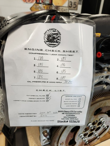 C5 Corvette 5.7L LS1 Engine Motor Pullout 350HP