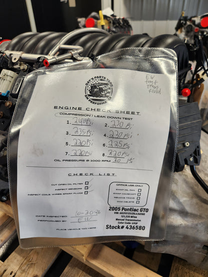 6.0 LS2 Engine T56 6 Speed Manual Transmission Drivetrain Pullout 400HP 121k Miles