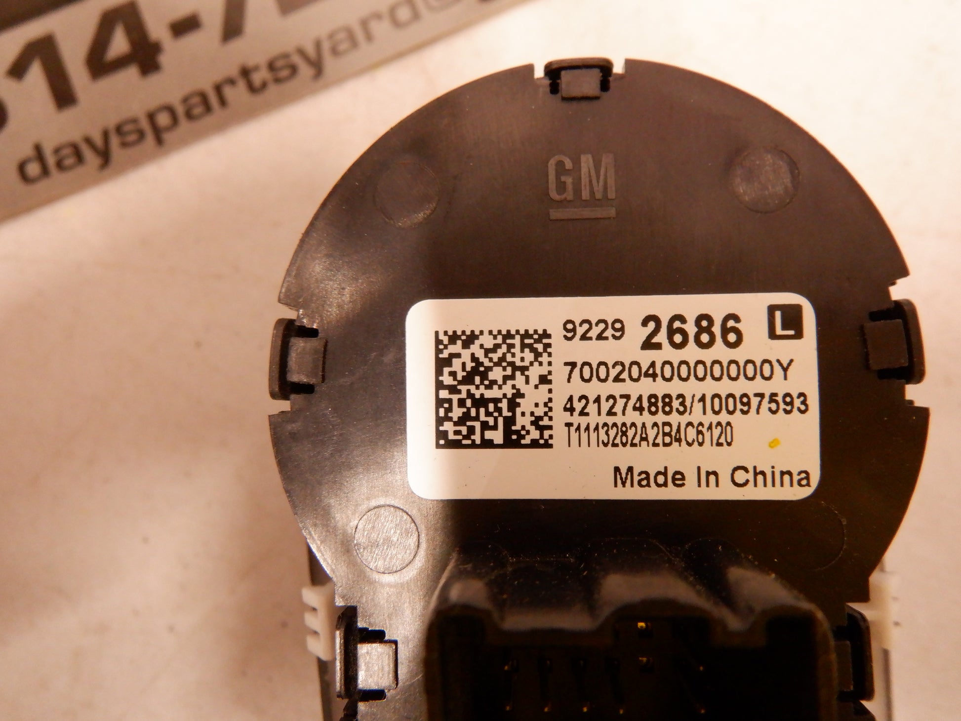 2014-2017 Chevy SS Headlight Lamp Switch w/ Trim Plate 92292686 OEM - Day's Parts Yard