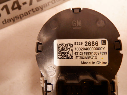2014-2017 Chevy SS Headlight Lamp Switch w/ Trim Plate 92292686 OEM - Day's Parts Yard